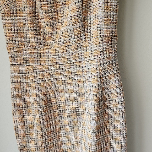 Grace Karin Tan and Cream Tweed Midi Dress Sz S NWT Cap Sleeve Pencil Dress NWT - Picture 4 of 15